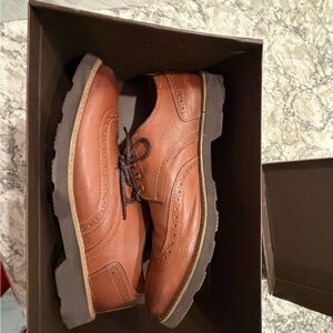 Florsheim Brown Leather Wingtip Derbys with Lug Sole